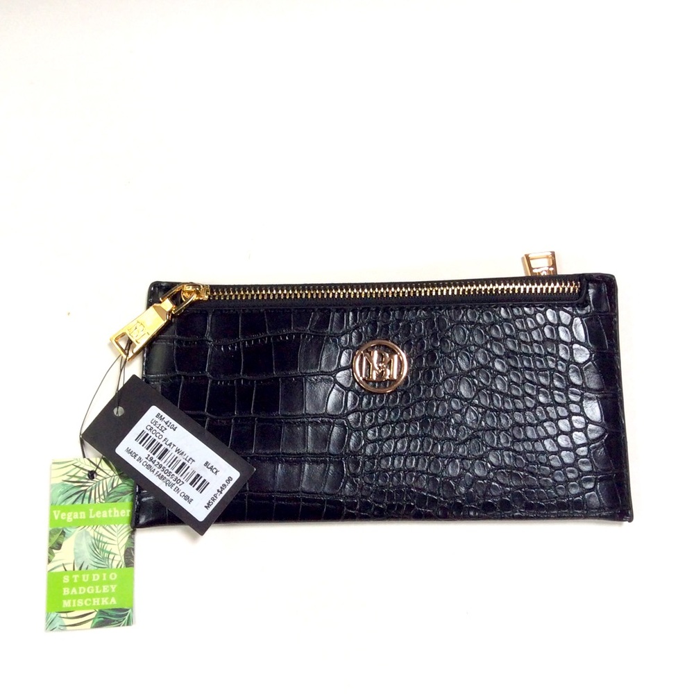 Badgley Mischka Croco Flat Wallet